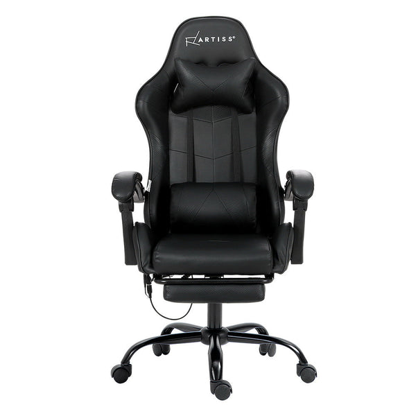 Artiss Gaming Office Chair Racing Massage Computer Seat Footrest Leather Electric Massage Chairs