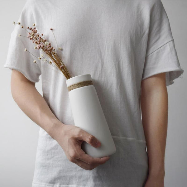 Ceramic Matte Vase Nordic White Gold Decor Vases