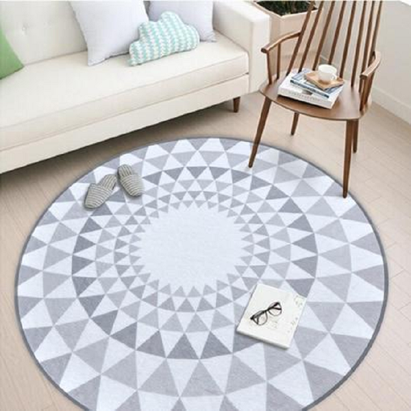 Modern Grey Nordic Round Patterned Rug Living Room Accessories