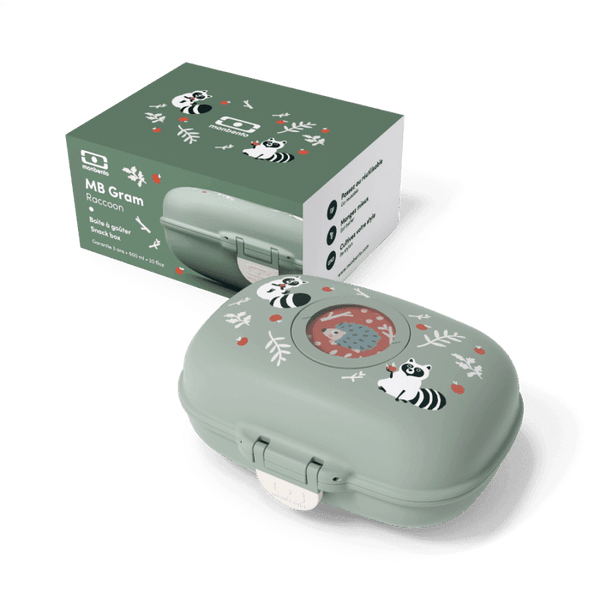 Monbento Gram Snack Box Green Raccoon Lunchboxes & Bags