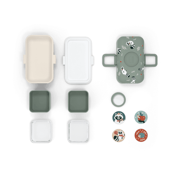 Monbento Tresor Graphic Kids's Bento Box Green Raccoon Lunchboxes & Bags