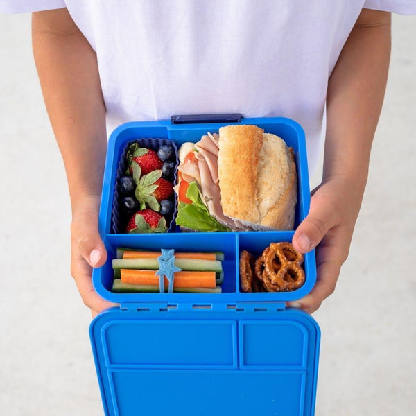 Montii.Co Little Lunch Box | Bento Three Blueberry Lunchboxes & Bags