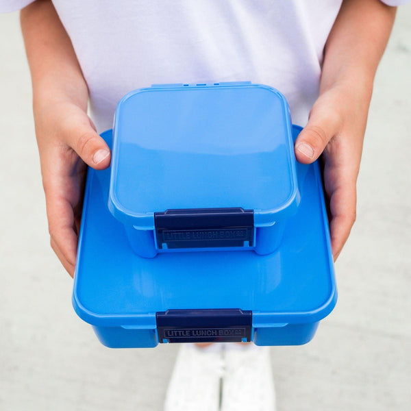 Montii.Co Little Lunch Box | Bento Three Blueberry Lunchboxes & Bags