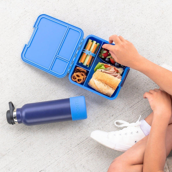 Montii.Co Little Lunch Box | Bento Three Blueberry Lunchboxes & Bags
