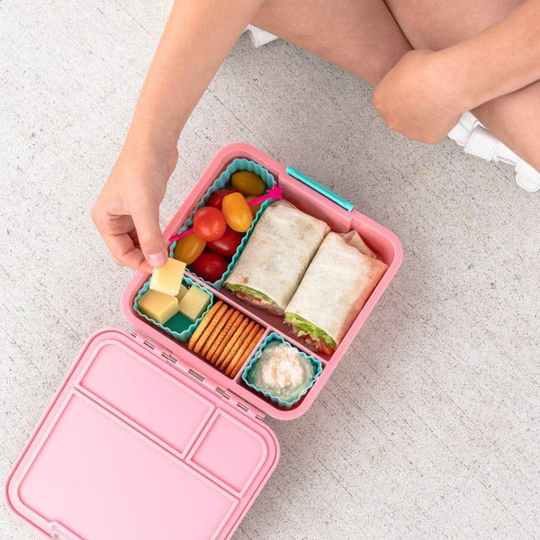 Montii.Co Little Lunch Box | Bento Three Strawberry Lunchboxes & Bags