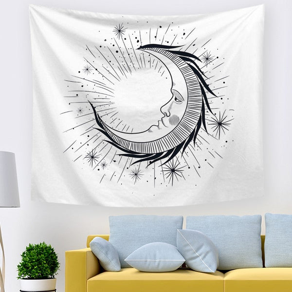 Moon On Wall Tapestry Tapestries