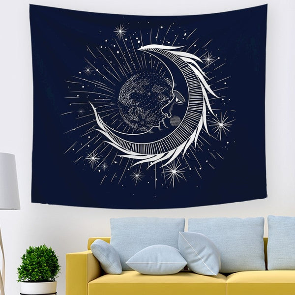 Moon On Wall Tapestry Tapestries