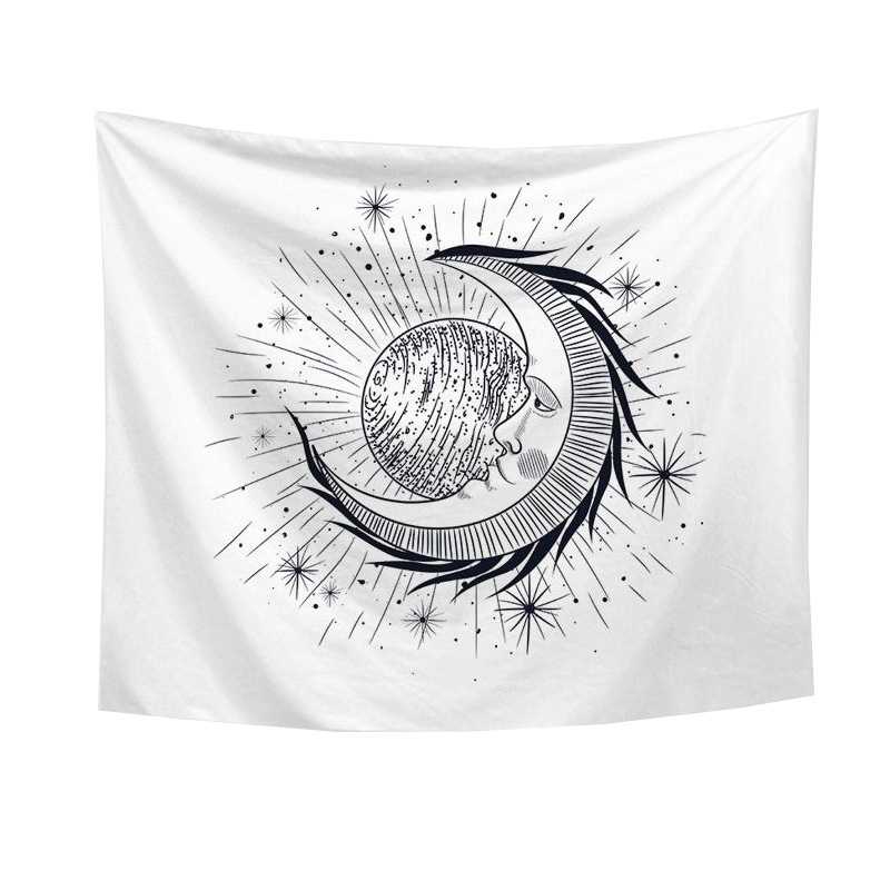 Moon On Wall Tapestry Tapestries