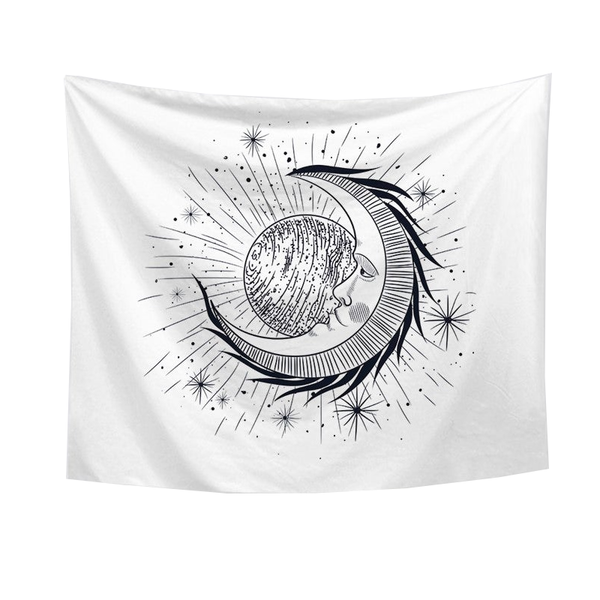 Moon On Wall Tapestry Tapestries