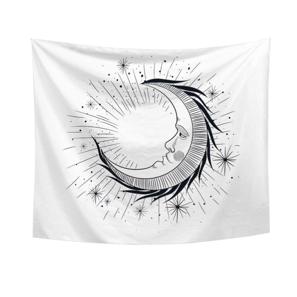 Moon On Wall Tapestry Tapestries