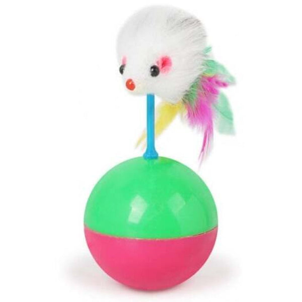 Mouse Tumbler Cat Dog Toy Ball Pet Real Rabbit Hair Multi Cat Toys