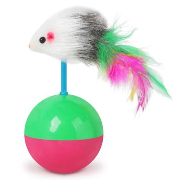 Mouse Tumbler Cat Dog Toy Ball Pet Real Rabbit Hair Multi Cat Toys