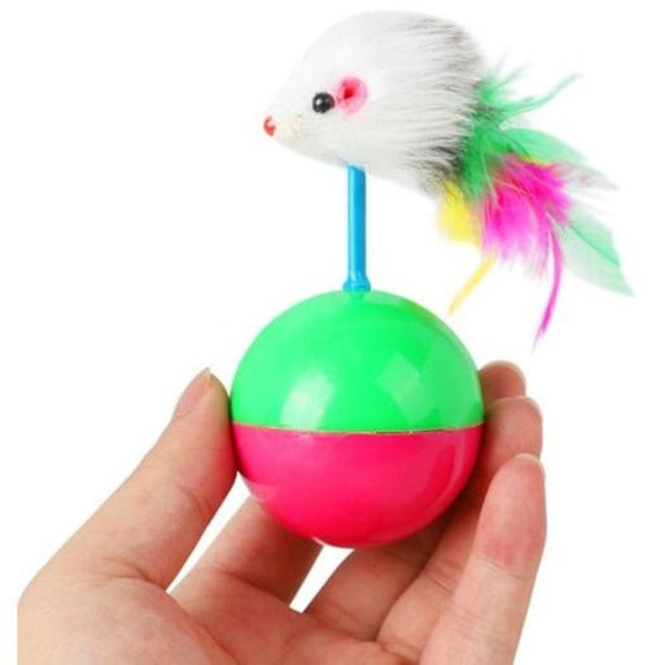 Mouse Tumbler Cat Dog Toy Ball Pet Real Rabbit Hair Multi Cat Toys