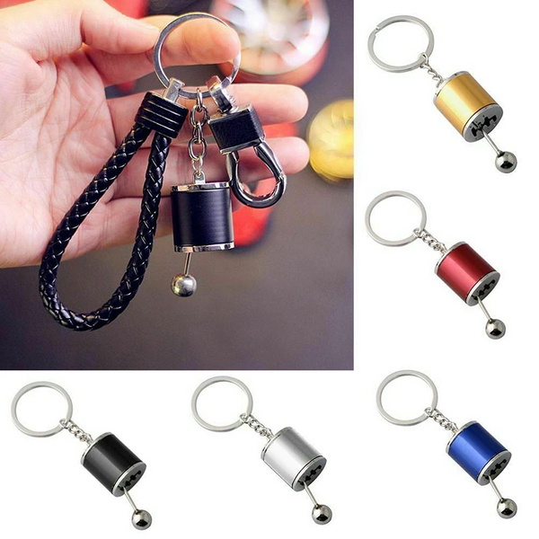Movable 3D Car Gear Stick Model Key Chain Black Keyrings