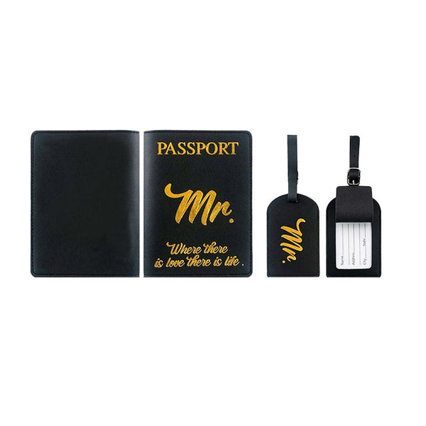 Mr And Mrs Passport Covers Luggage Tags Gift Set