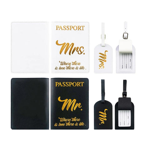 Mr And Mrs Passport Covers Gift Set Travel Accessory Documents Luggage Tags