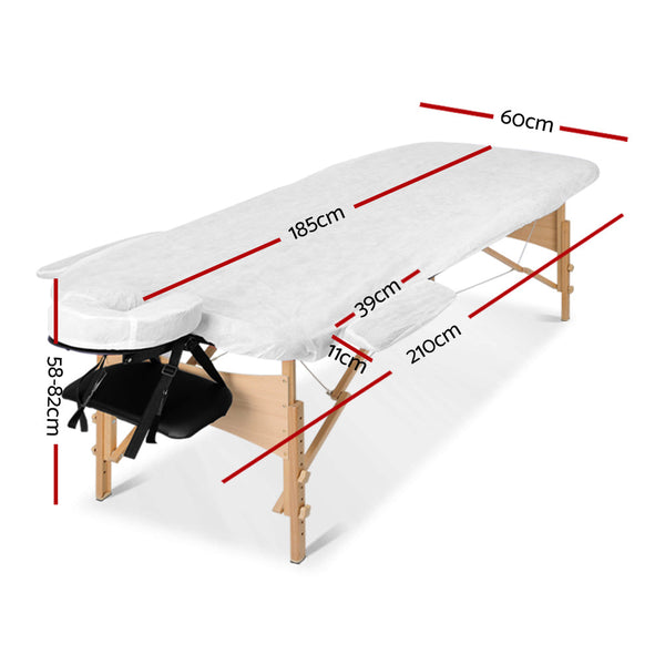 Massage Tables & Chairs Zenses 60Cm Wide Portable Wooden Massage Table 3 Fold Treatment Beauty Therapy Black