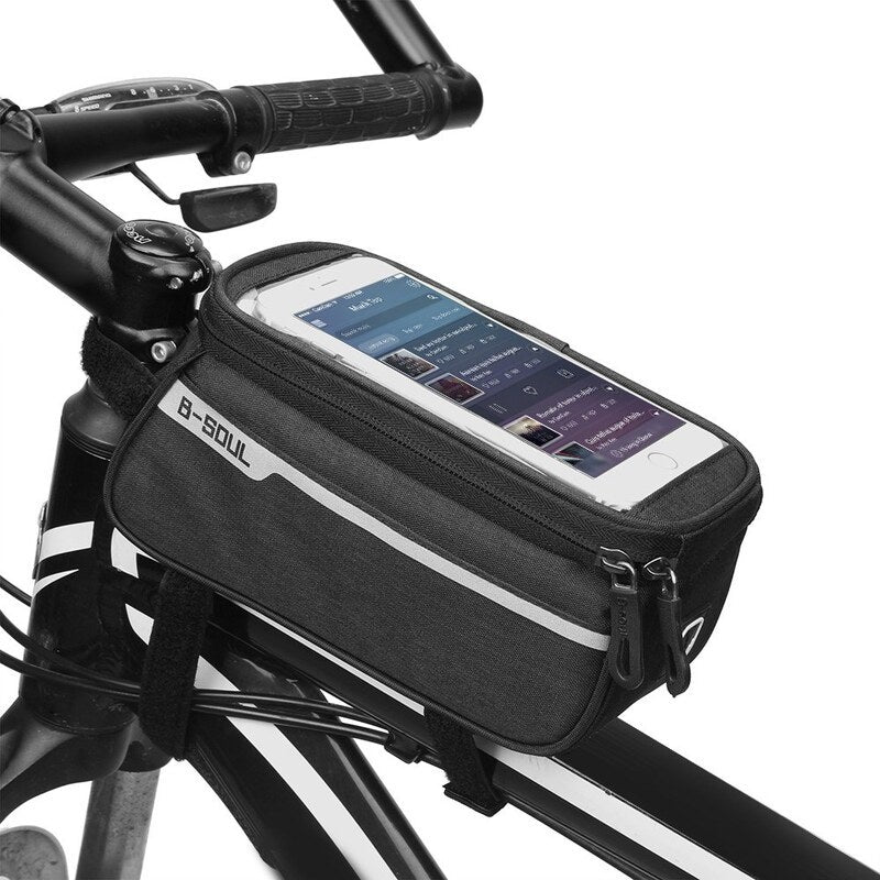 Mtb Bicycle Top Tube Phone Bag For 6 Black Locks & Security