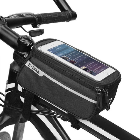 Mtb Bicycle Top Tube Phone Bag For 6 Black Locks & Security