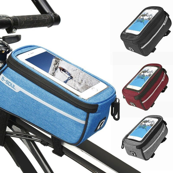 Mtb Bicycle Top Tube Phone Bag For 6 Black Locks & Security