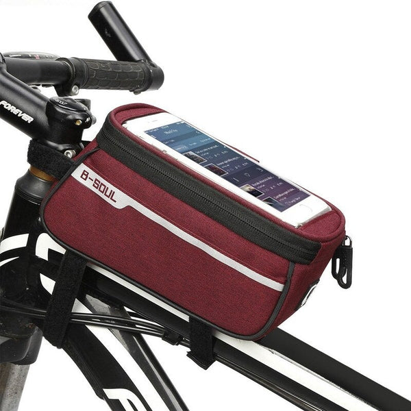 Mtb Bicycle Top Tube Phone Bag For 6 Red