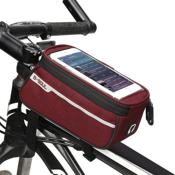 Mtb Bicycle Top Tube Phone Bag For 6 Red