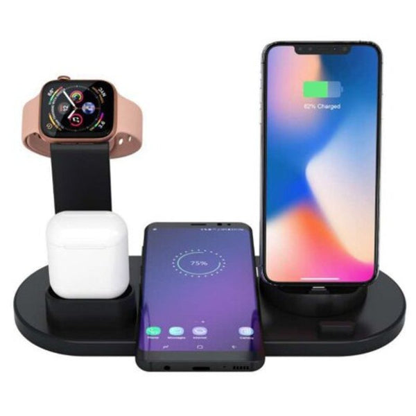 Multi Function 3 In 1 Bracket Charging Stand Watch Mobile Phone Headset Charger Black Chargers & Cradles
