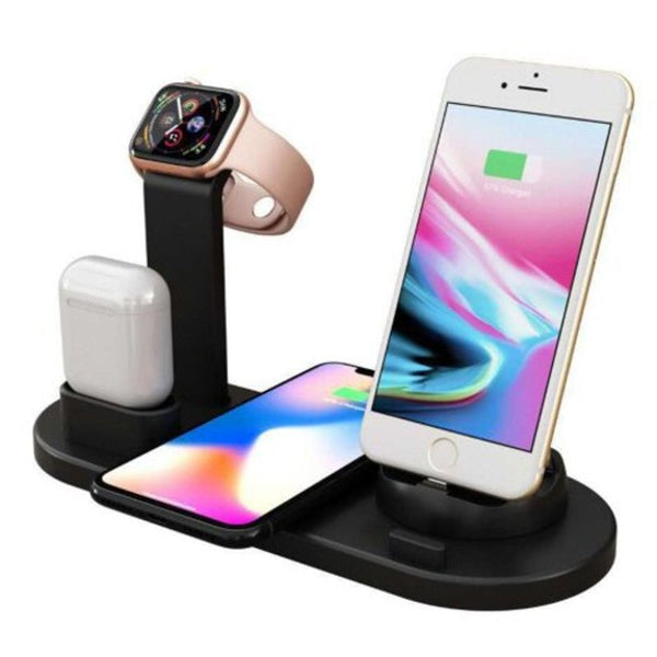 Multi Function 3 In 1 Bracket Charging Stand Watch Mobile Phone Headset Charger Black Chargers & Cradles