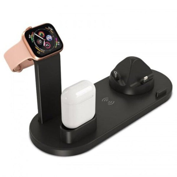 Multi Function 3 In 1 Bracket Charging Stand Watch Mobile Phone Headset Charger Black Chargers & Cradles