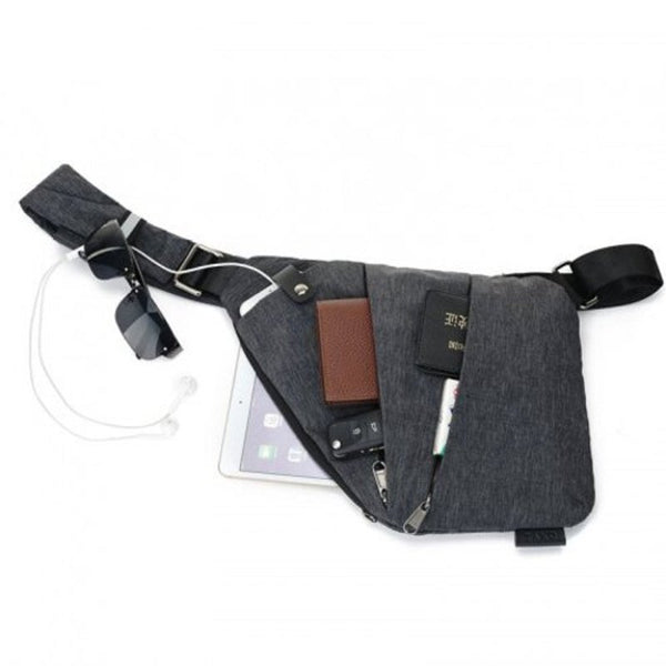 Multi Function Anti Theft Men's Canvas Chest Bag Gray Bags