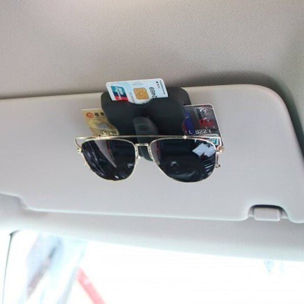 Multi Function Car Sun Visor Card Holder Sunglasses Clip Black