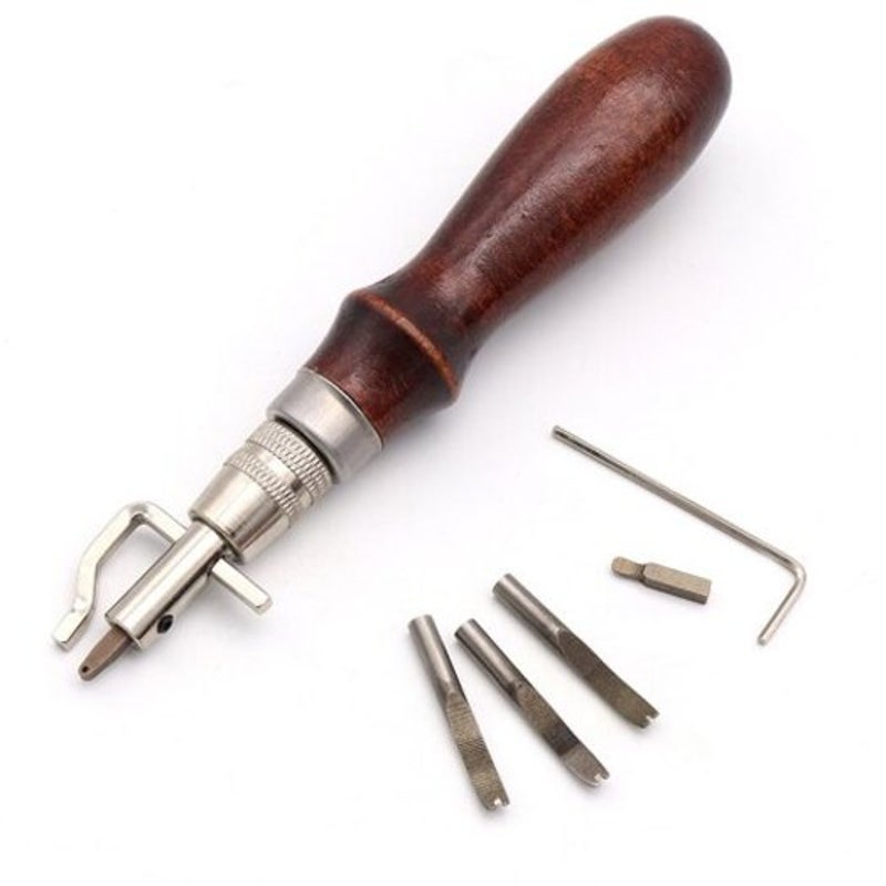 Multi Function Groover Leather Trimming Edger Diy Handmade Tool 8Pcs Sepia Manual Edgers