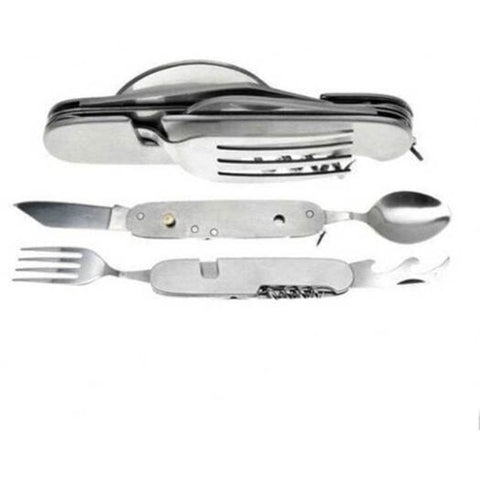 Multi Functional Camping Tool Spoonforkknifecan Opener And More Silver