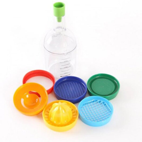 Multi Functional Kitchen Tool Manual Juice Grinding Volume Cup Eight In One Bottle Piece Set