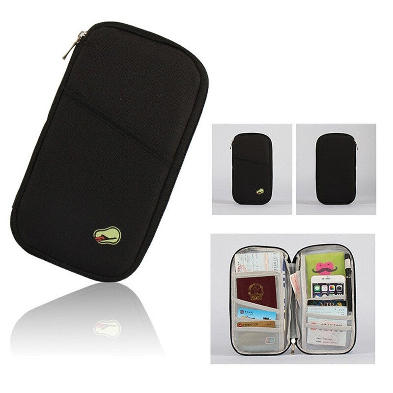 Travel Wallets Multi Functional Travel Passport Package Holder Case Black
