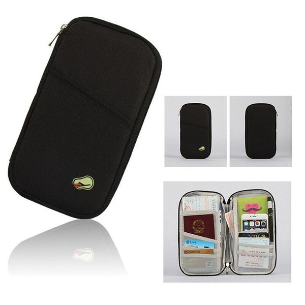 Travel Wallets Multi Functional Travel Passport Package Holder Case Black