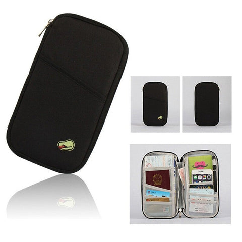 Multi Functional Travel Passport Package Holder Case Black Travel Wallets