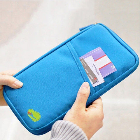 Multi Functional Travel Passport Package Holder Case Blue Travel Wallets