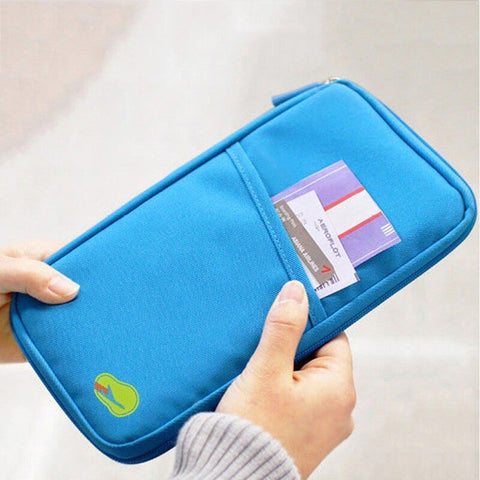 Multi Functional Travel Passport Package Holder Case Blue