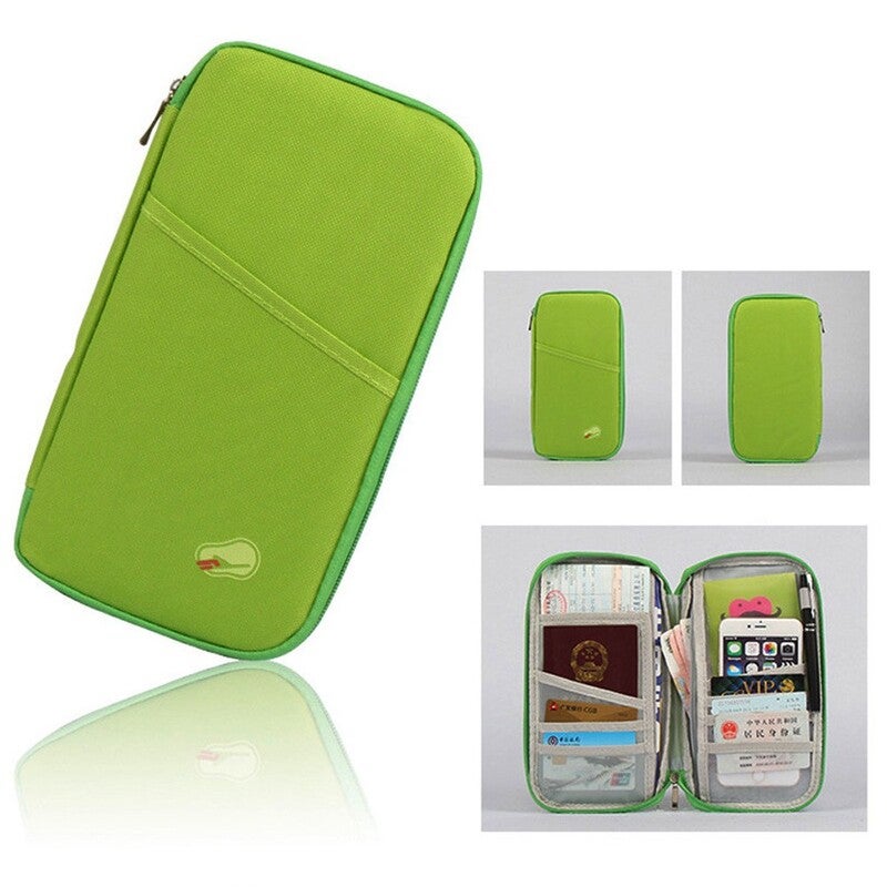 Multi Functional Travel Passport Package Holder Case Green Travel Wallets