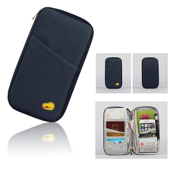 Multi Functional Travel Passport Package Holder Case Navy Blue Travel Wallets