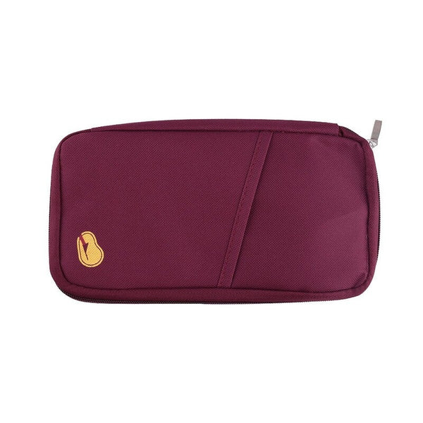 Multi Functional Travel Passport Package Holder Case Wine Red Travel Wallets