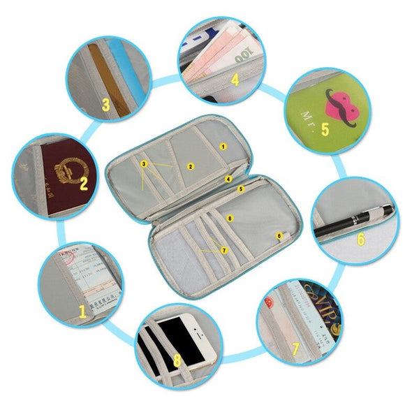 Multi Functional Travel Passport Package Holder Case Wine Red Travel Wallets