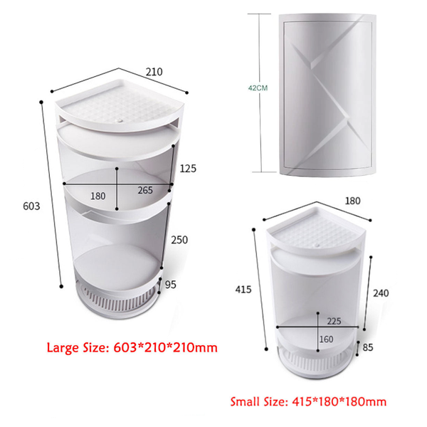 Multi Functional Toilet 360 Degrees Rotating Bathroom Corner Storage Rack Cabinet