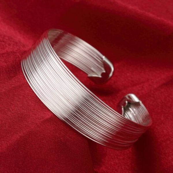 Veile Studios Multi Line Bracelet Fashion Round Shape Silver Bracelets