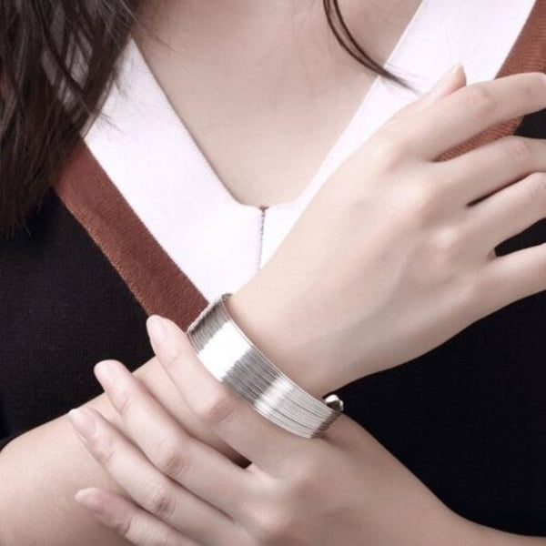 Multi Line Bracelet Fashion Round Shape Silver