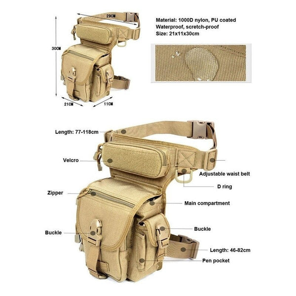 Multi Pockets Waist Bag Leg Waterproof Fanny Pack Waist Packs & Bags