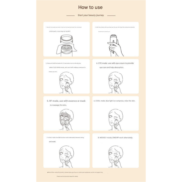 Multi Function Facial Beauty Device 6 Modes 3 Intensity Levels Led Therapy & Magnetic Charging(Red) Other Massage