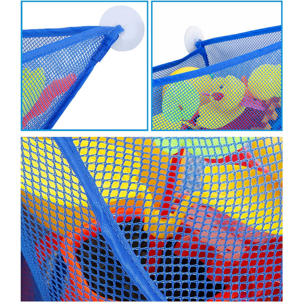Multi Functional Bath Mesh Kids Toys Hanging Storage Basket Light Blue