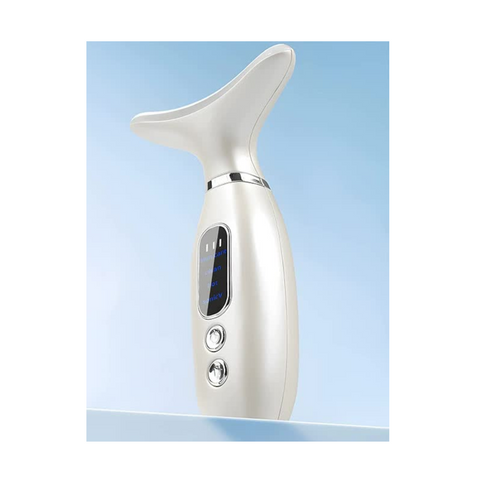 Multi Functional Neck & Face Beauty Massager Constant Heat Ion Infusion Sonic Vibration(White) Massagers